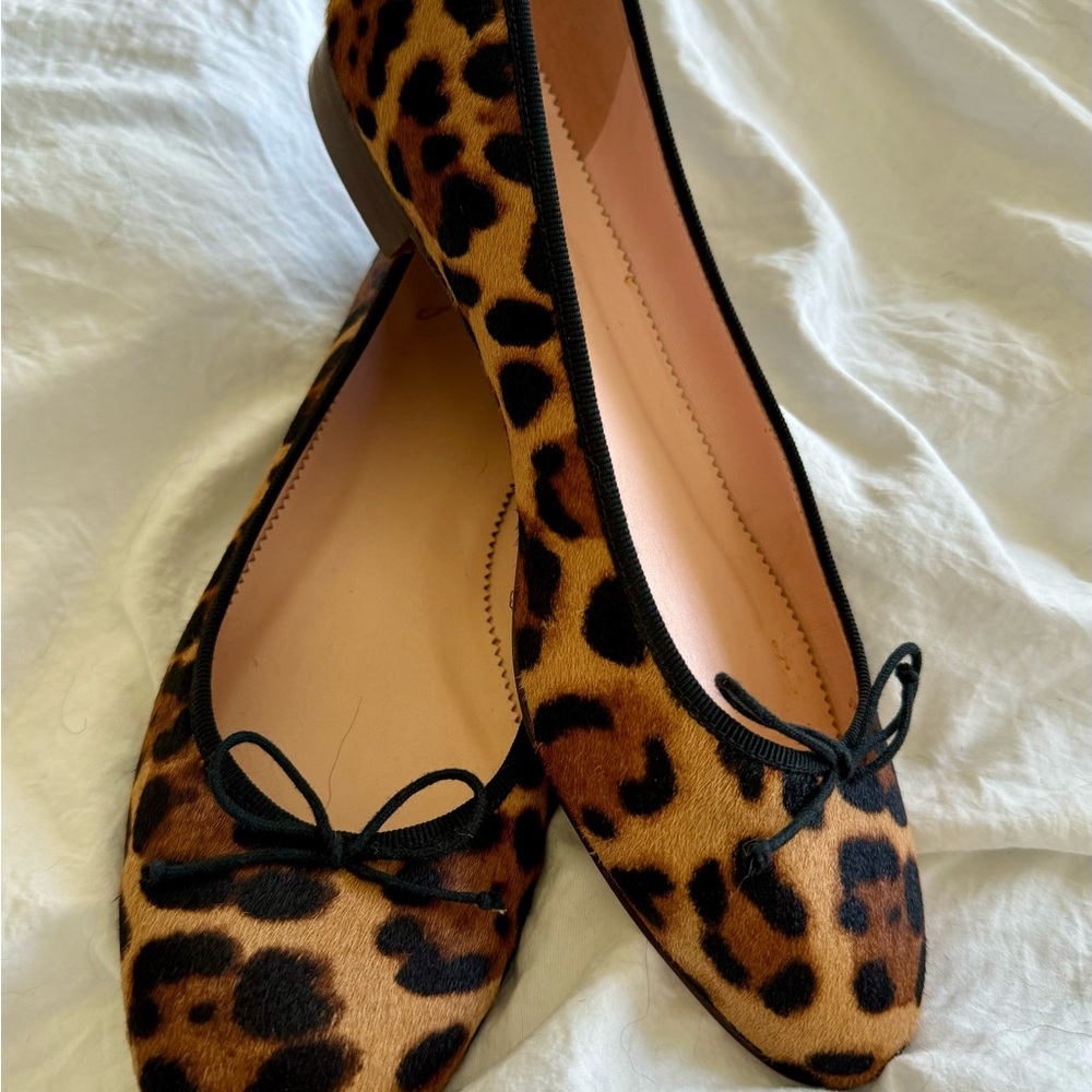 J Crew Leopard Hair Calf Kiki Ballet Flats, Size: 8.5.
